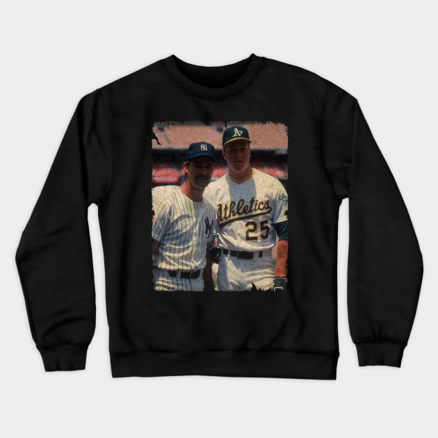 Don Mattingly (New York Yankees) and Mark McGwire (Oakland Athletics) Crewneck Sweatshirt by PESTA PORA